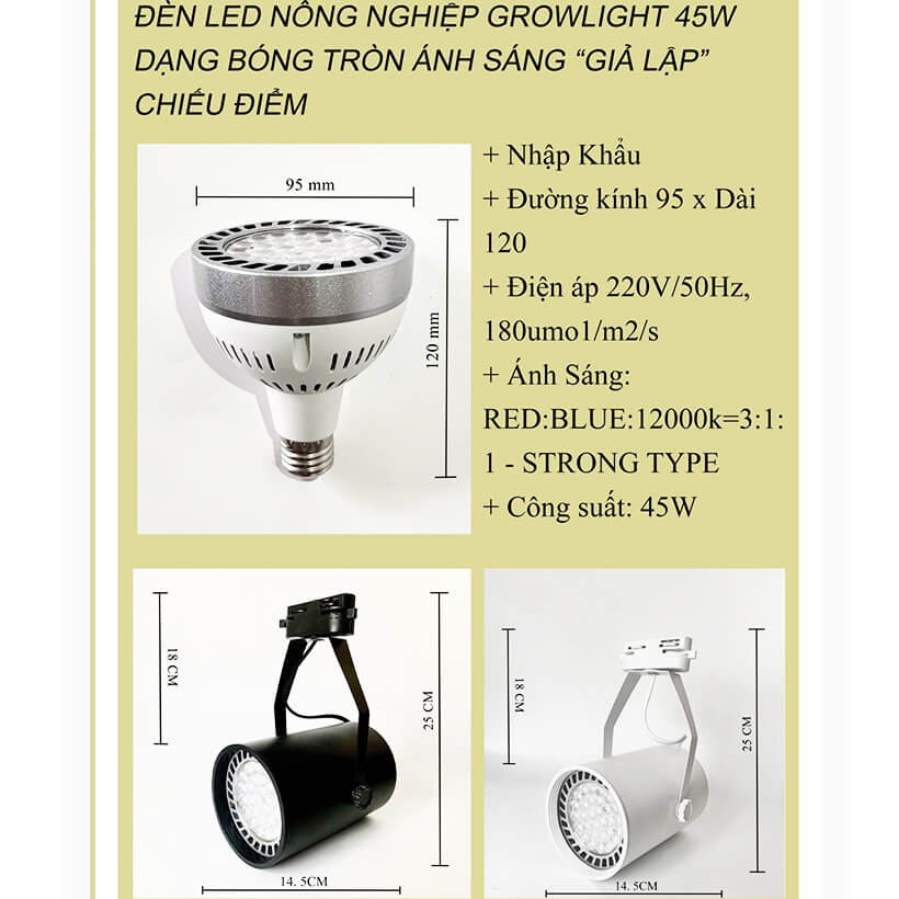 Đèn Trồng Cây Trong Nhà LED Grow 45W (trọn bộ) là Giải Pháp Hoàn Hảo Cho cây trồng trong nhà