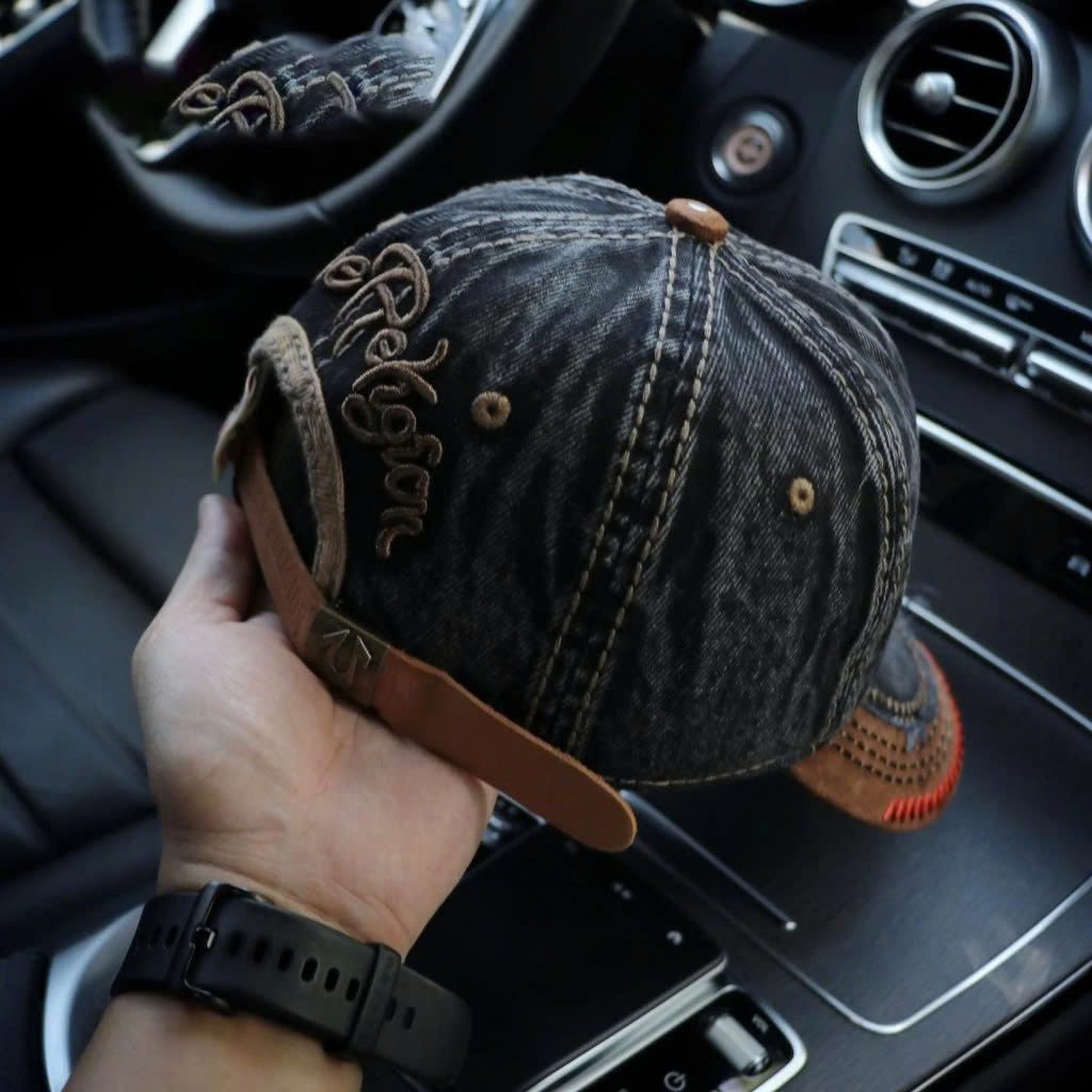 Nón kết, mũ lưỡi trai Ông Địa U lệch phối vải jeans form đẹp thời trang đường phố