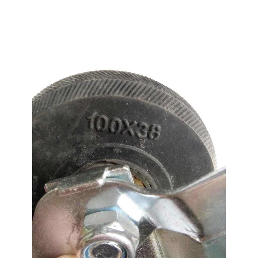 Bánh xe đẩy Cao su 100x38mm xoay 360 độ Chịu lực 200kg, có khóa chống trơn trượt