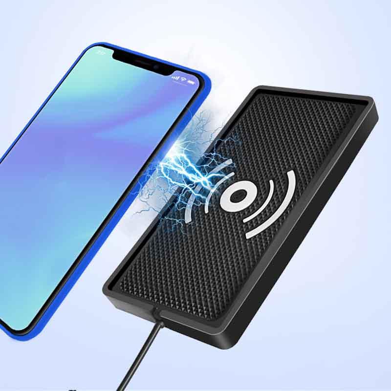 Đế sạc nhanh điện thoại không dây Qi 10W có đệm chống sốc dùng trong xe hơi văn phòng mẫu mới loại tốt