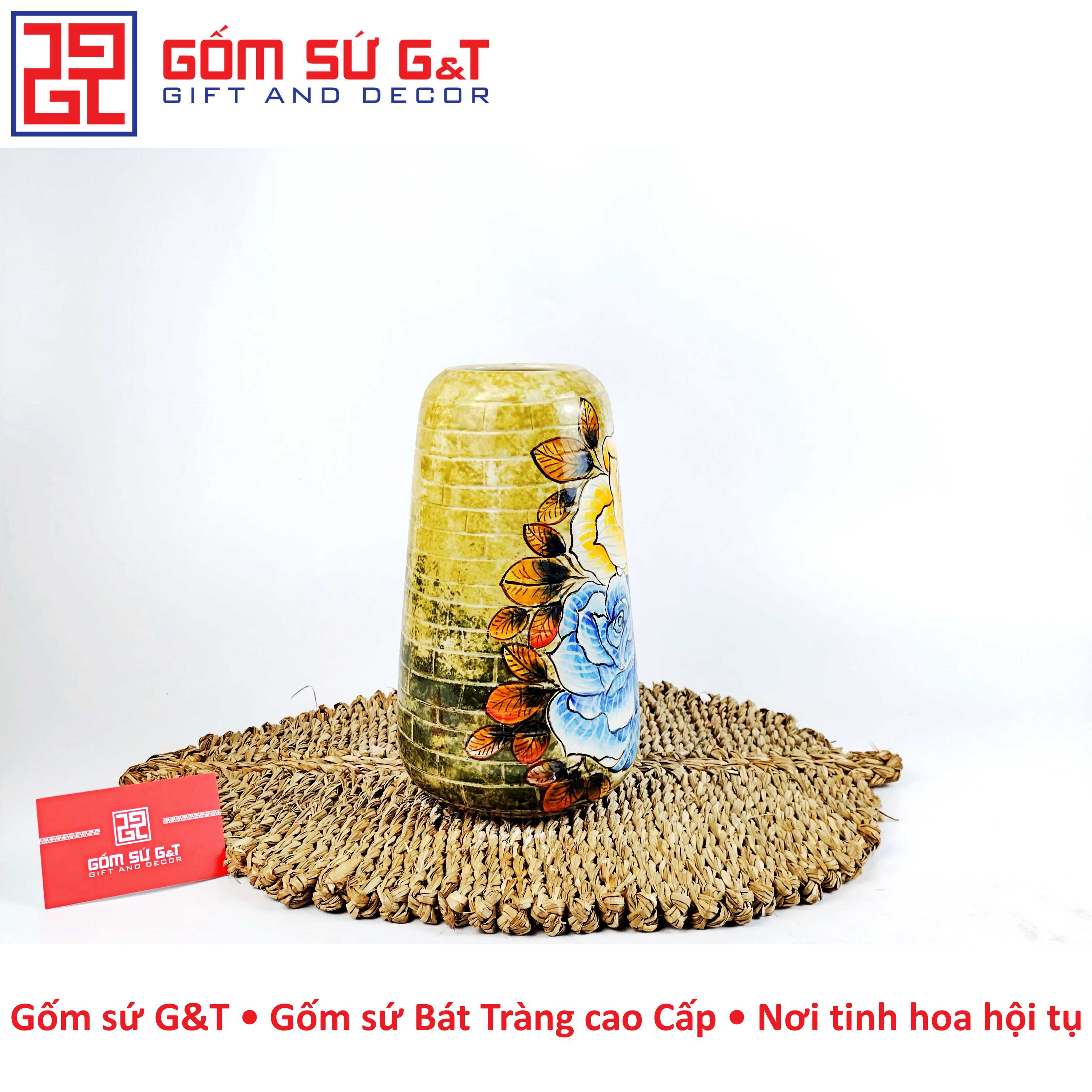 Lọ hoa dáng đu đủ nhị hồng Gốm Sứ G&amp;T