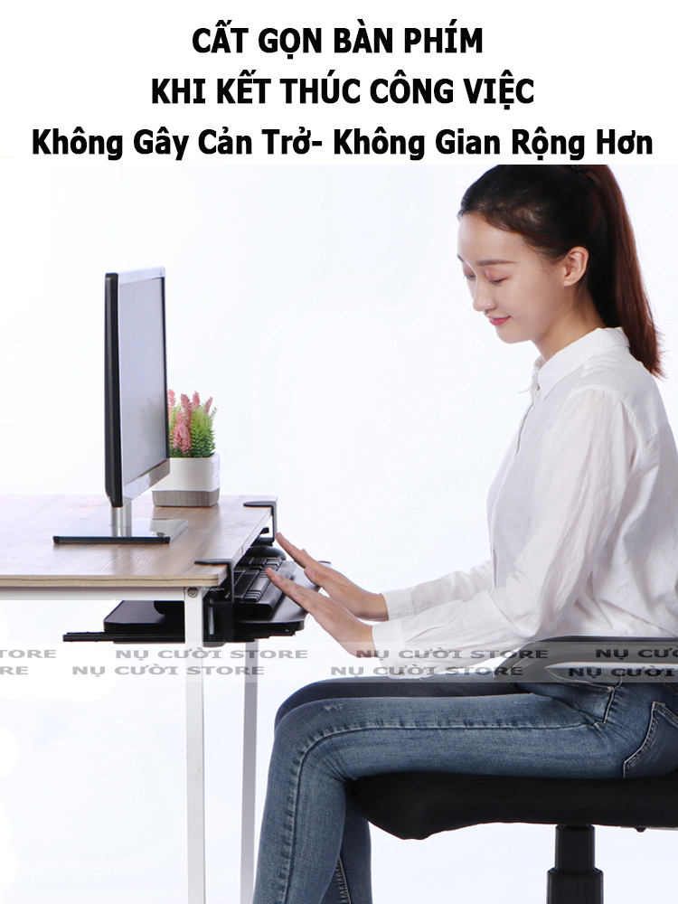 (52cm) Giá Đỡ Ngăn Kéo Bàn Phím Kẹp Bàn; Ray Trượt Kệ Gỗ Mở Rộng Bàn Làm Việc; Giá Đở Bàn Phím Di Động; Bàn Gấp Gọn