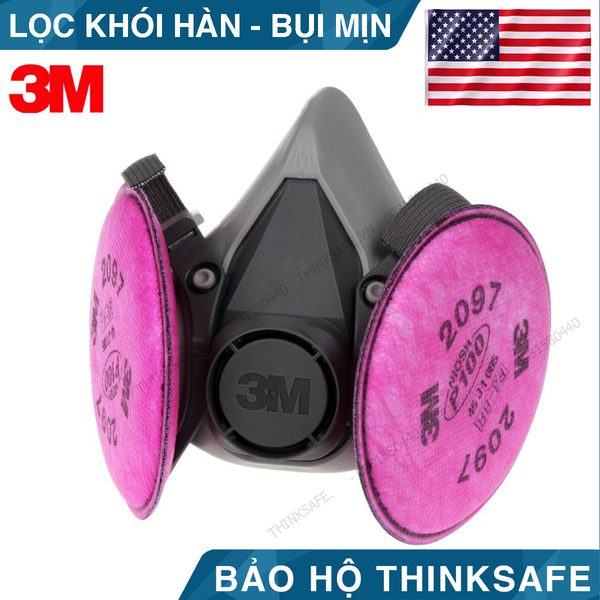 Mặt nạ phòng độc 3M 6200 phin lọc 3M 2097 lọc bụi mịn pm2.5, khói hàn, chống hơi sơn 3m 6200 - 3m 2097