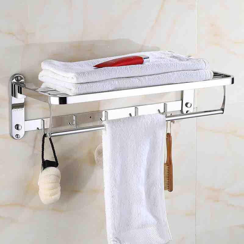 Vắt Khăn Phòng Tắm Gấp Đứng Cao Cấp INOX 304 Sang Trọng- Tiện Lợi PK-04- Đa năng 2 tầng, có móc treo quần áo