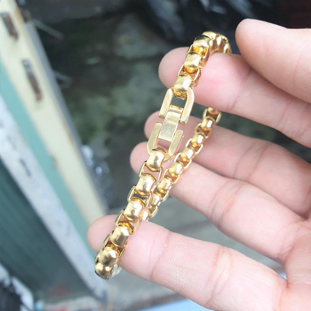 Lắc Tay Ống Vuông Bản 5MM Cao Cấp -Dùng tắm rửa thoải mái không đen rỉ- Bản khóa bấm