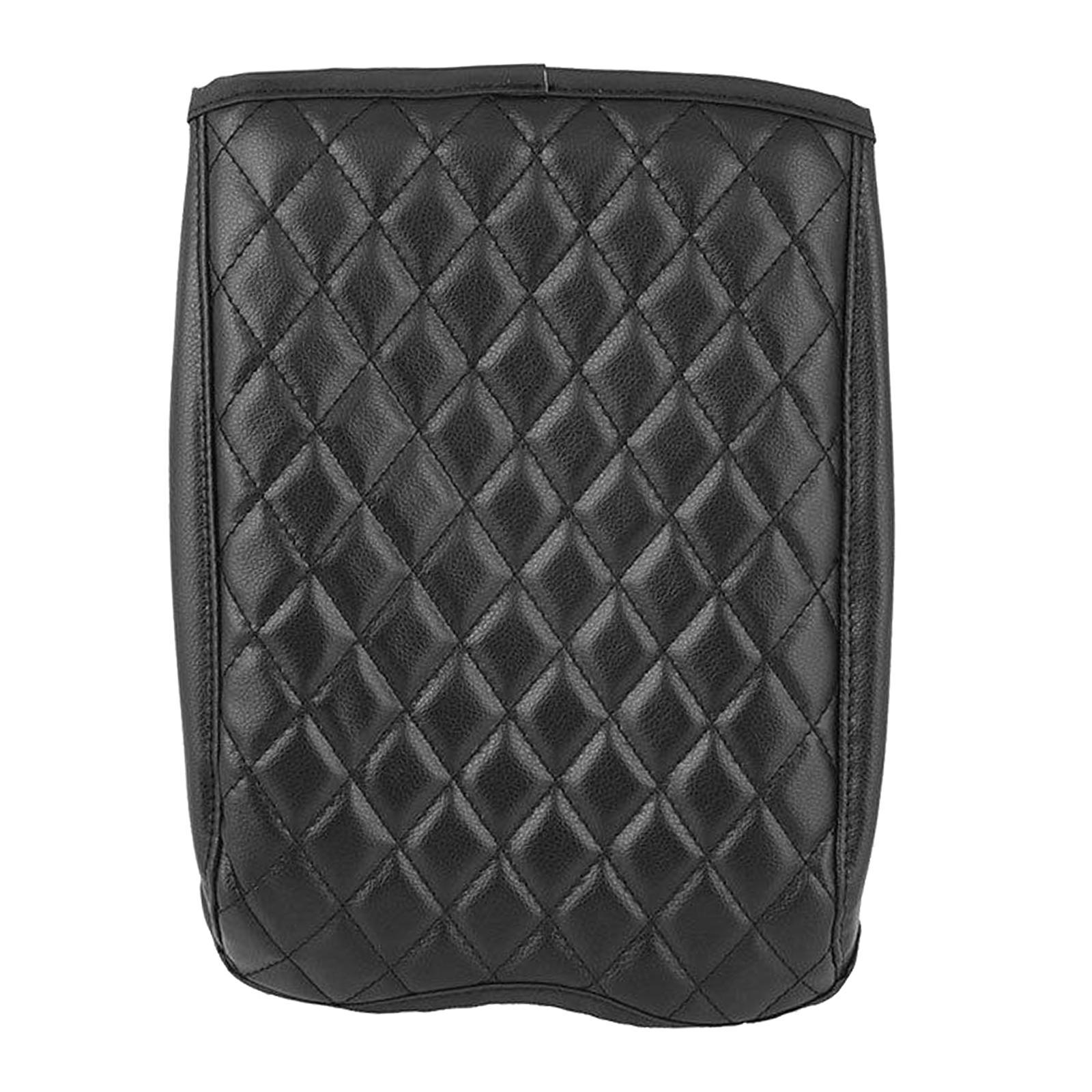 Black Car Armrest Cushion Console Box  PU Leather for