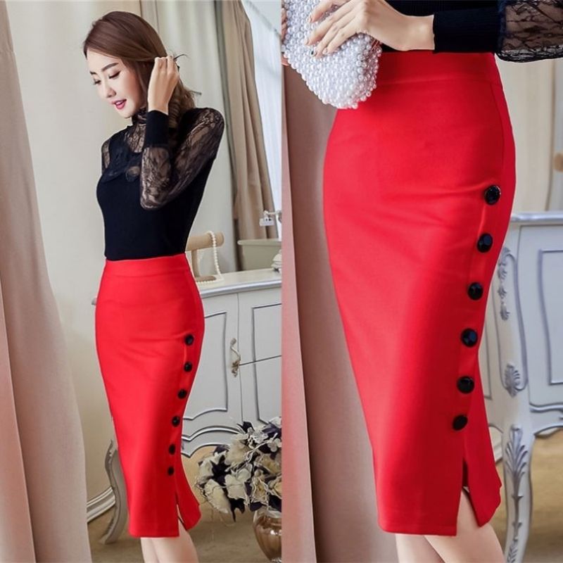 Chân váy bút chì công sở lưng cao, Dáng dài thanh lịch - New Design CV0031