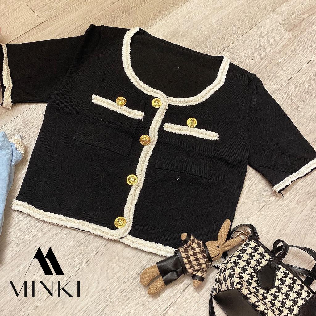 ÁO KHOÁC LEN DÁNG CROPTOP ĐÍNH KHUY SANG CHẢNH - CHẤT LIỆU LEN CAO CẤP - BA MÀU ĐEN/ XANH/ HỒNG