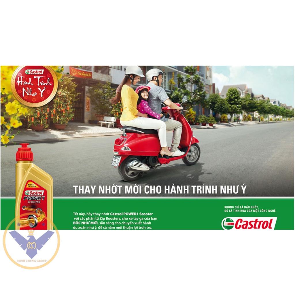 COMBO 2 chai Dầu nhớt xe tay ga cao cấp tổng hợp Castrol Power 1 Scooter 10W40 lon 800ml