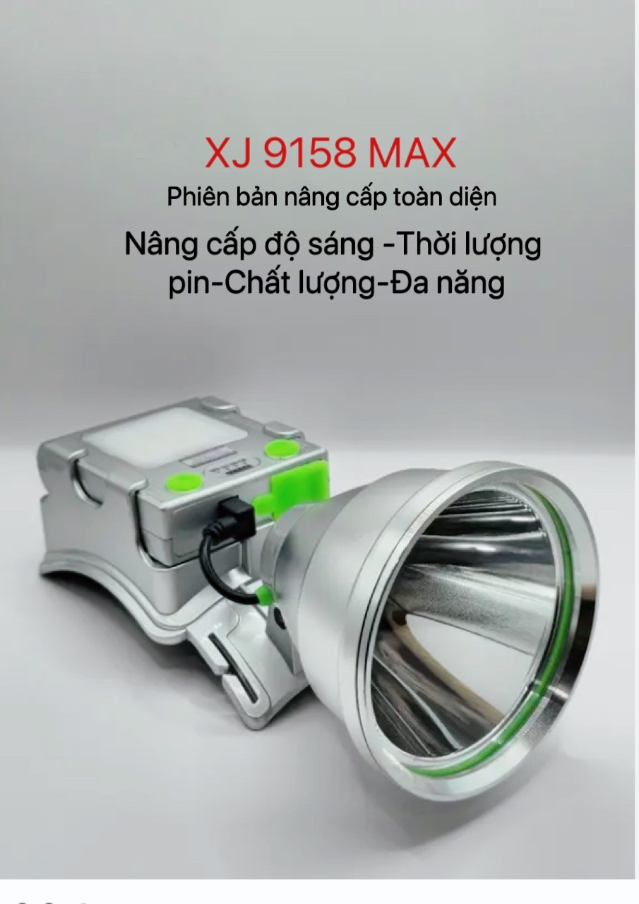 Đèn pin đội đầu XJ9158 MAX biên bản nâng cấp về dung lượng pin , chiếu xa 1000m  pin tháo rời  có thể sạc ngược lại cho điện thoại