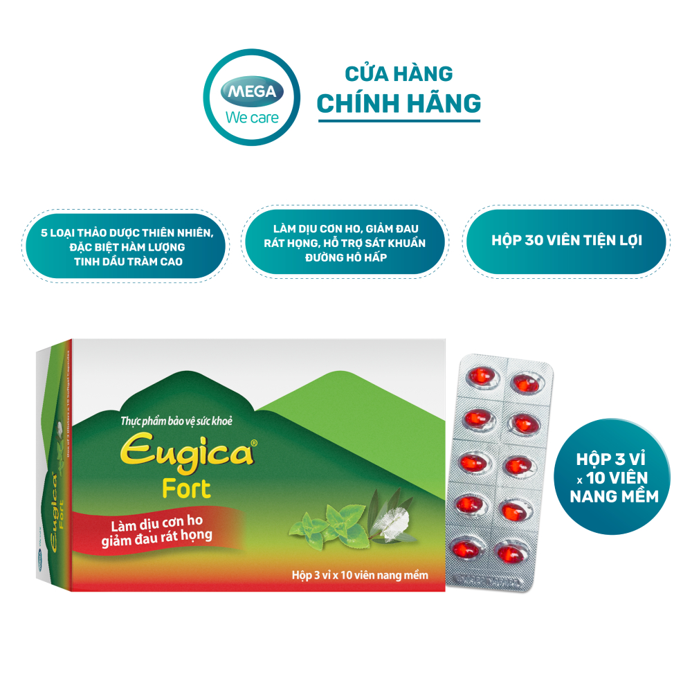 Viên uống thảo dược hỗ trợ dịu họng, giảm ho Eugica FORT