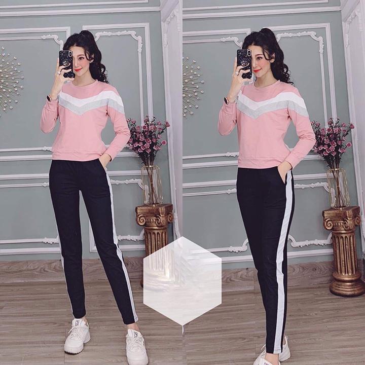 Đồ bộ thu đông mặc nhà viền chữ V cực xinh-THUDONG
