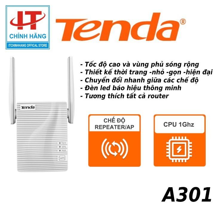 Bộ kích sóng WiFi Tenda A301 2 angten tốc độ N 300Mbps - Hàng Chính Hãng