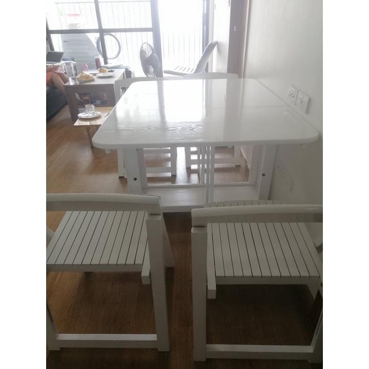BÀN ĂN GỖ SỒI THÔNG MINH GẤP GỌN