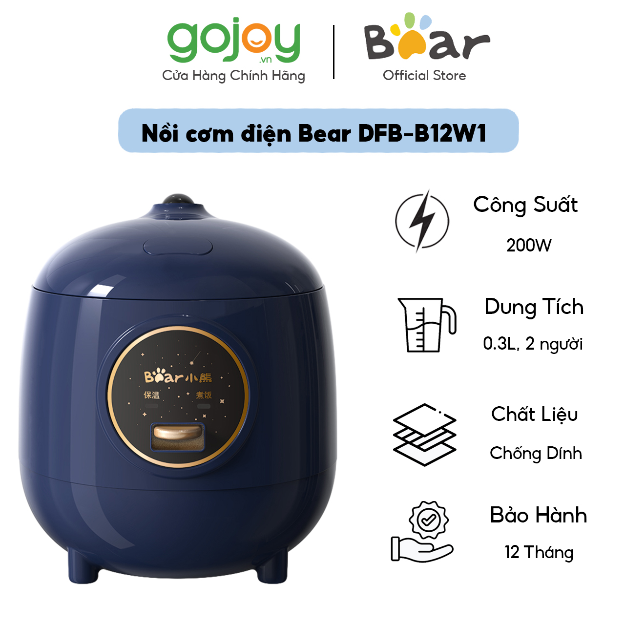 Nồi cơm điện Bear DFB-B12W1 - Hàng Chính Hãng