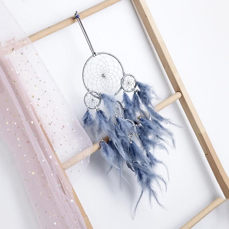Dreamcatcher Bằng Sắt Đính Lông Vũ Và Ngọc Trai Tinh Tế Trang Trí Nội Thất Tặng Kèm Móc Treo Dán Tường