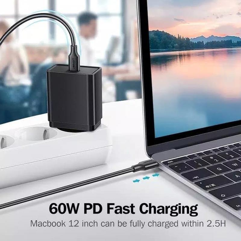 Ugreen UG60788US286TK 3M 60W usb type C 2.0 cáp sạc và truyền dữ liệu màu đen từ máy tính ra điện thoại - HÀNG CHÍNH HÃNG