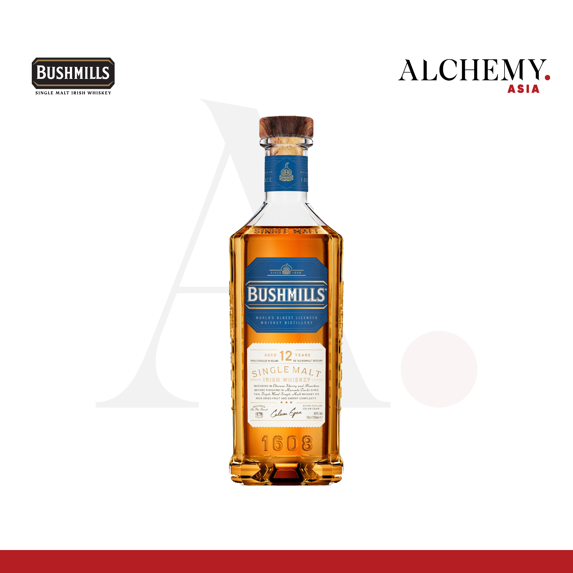 Rượu Bushmills Single Malt 12 Years Old 40% 1x0.7L