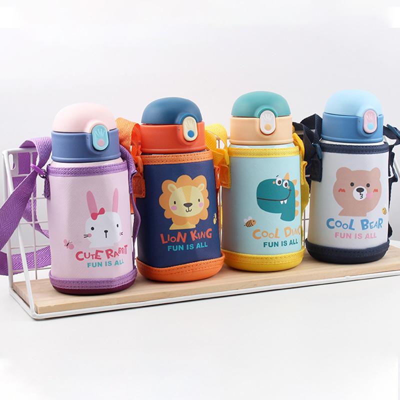 400Ml Trẻ Em Hoạt Hình Inox Ống Hút Giữ Nhiệt Cốc Tập Uống Có Ốp Lưng Chống Rò Rỉ Chân Không Trẻ Nhiệt Nước thermocup