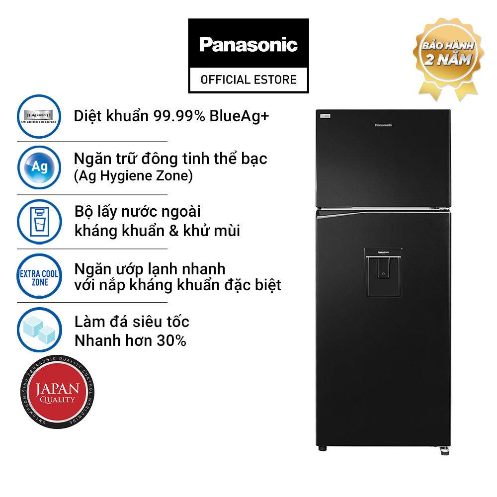 Tủ lạnh 2 cánh Panasonic 326 lít NR-TL351GPKV - Lấy nước ngoài - Làm đá siêu tốc - Hàng chính hãng