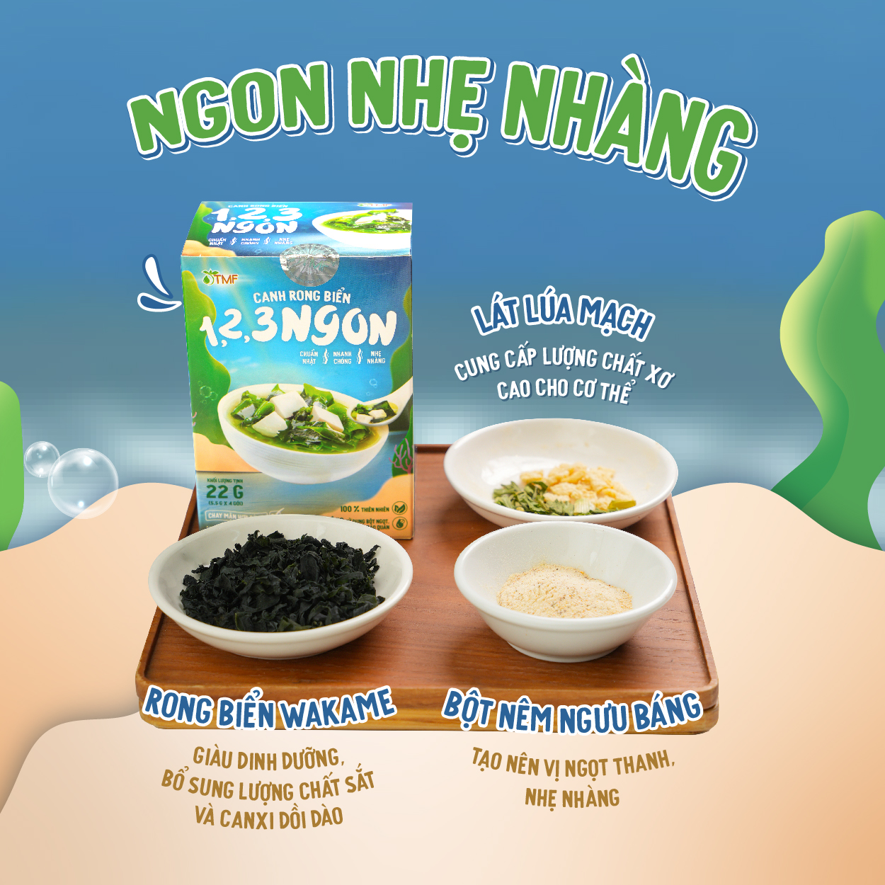 1 gói canh rong biển ăn liền nấu canh không bột ngọt cho bé TÂM MINH FOODS