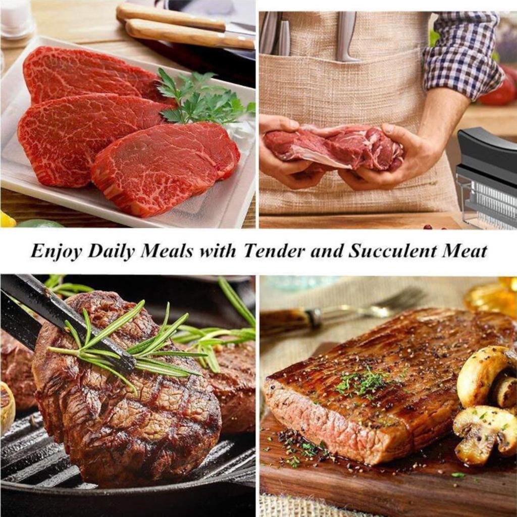 48 Needle Meat Tenderizer Stainless Steel Beef Steak Mallet Cooking Black