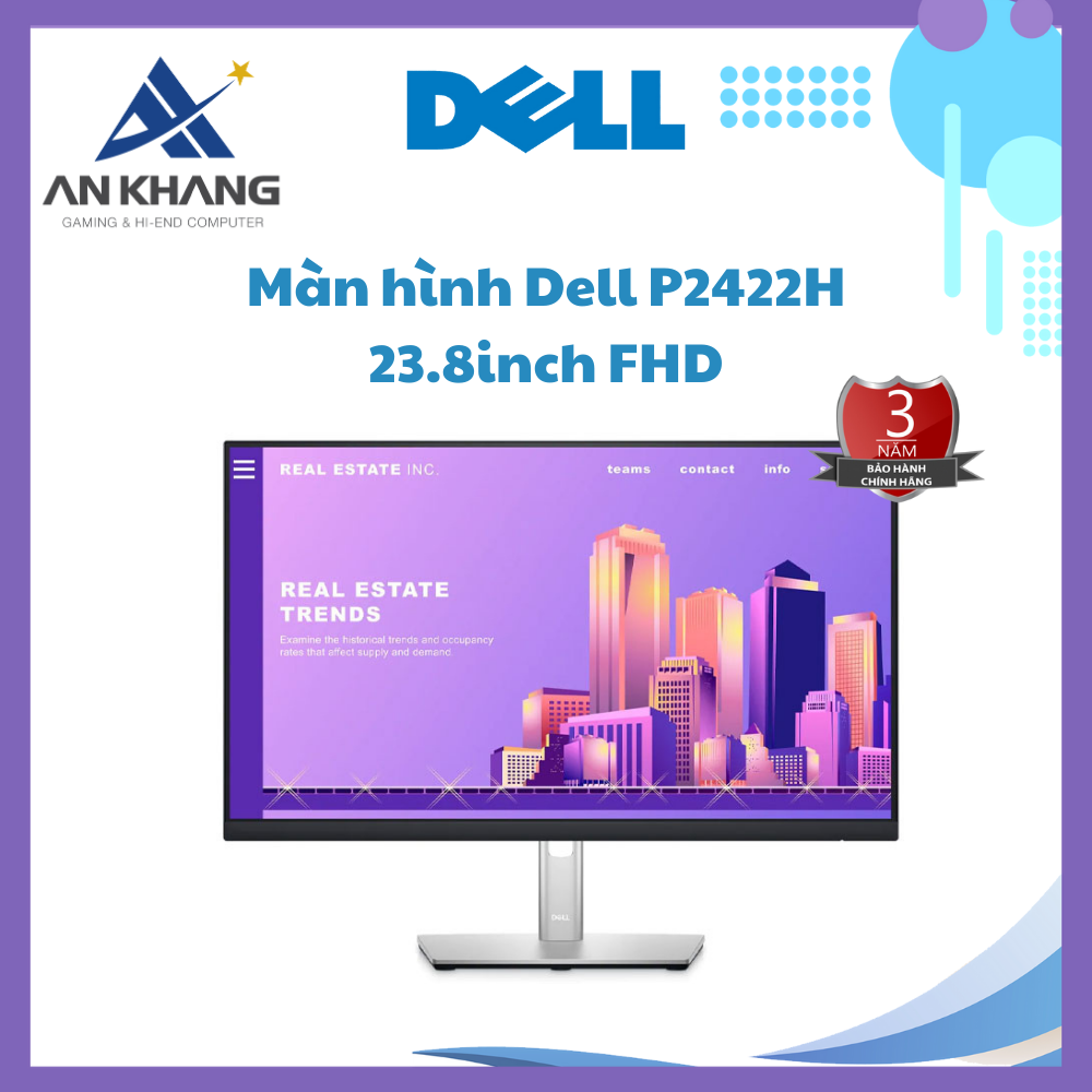 Màn hình máy tính Dell P2422H 24inch FullHD 5ms 60Hz IPS - Hàng Chính Hãng - Bảo Hành 36 Tháng Tại Dell Việt Nam