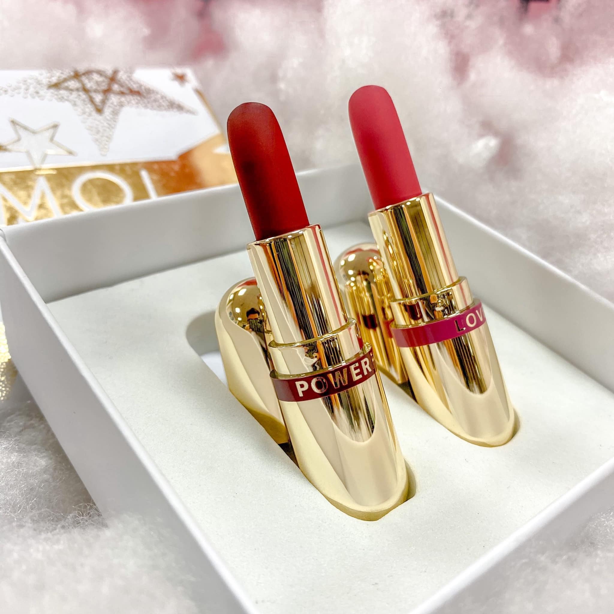 Set son thỏi mini MOI Golden Gift Lâu trôi, Dưỡng ẩm, Lì ( 2 thỏi x 4g)