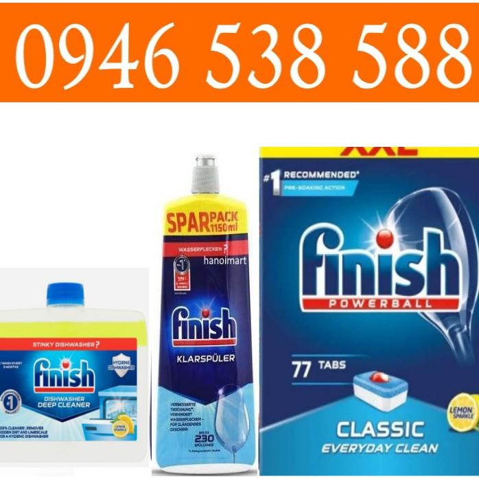 Khuyến mãi Combo Viên rửa bát Finish Classic 77V + 1150ml Nước bóng Finish + chai vệ sinh máy
