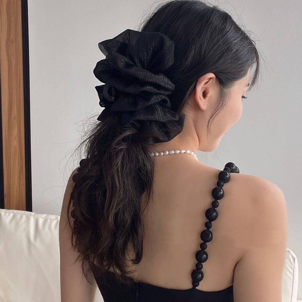 Cào tóc voan tầng, kẹp tóc càng cua nhựa đính nơ voan tầng bồng bềnh, kẹp Hàn quốc
