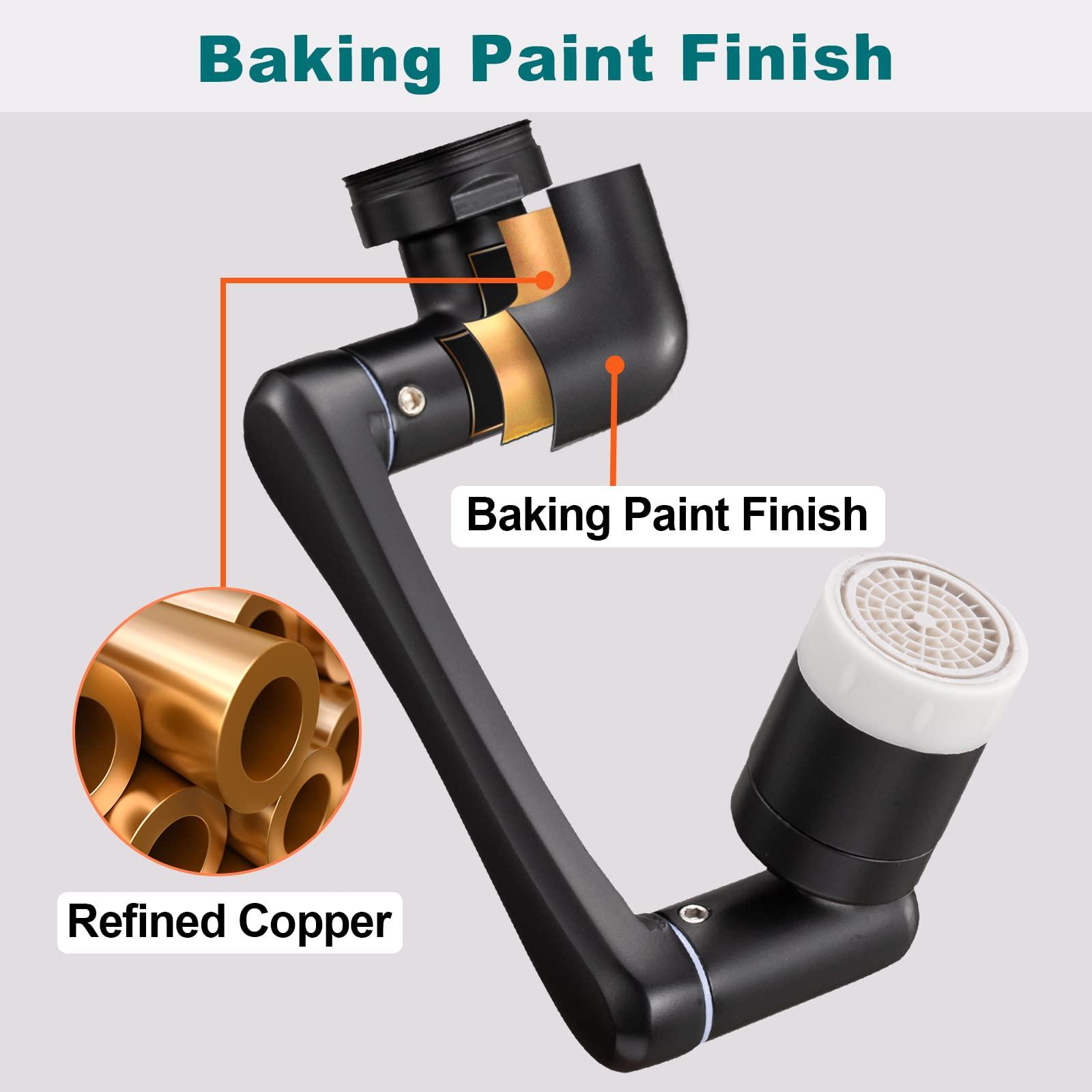 Tệp đính kèm vòi màu đen, 1080 ° xoay Tap mở rộng bộ tiết kiệm nước cho vòi nước với 2 chức năng phun 20/22/24 mm Phụ kiện phòng tắm nhà bếp TAP