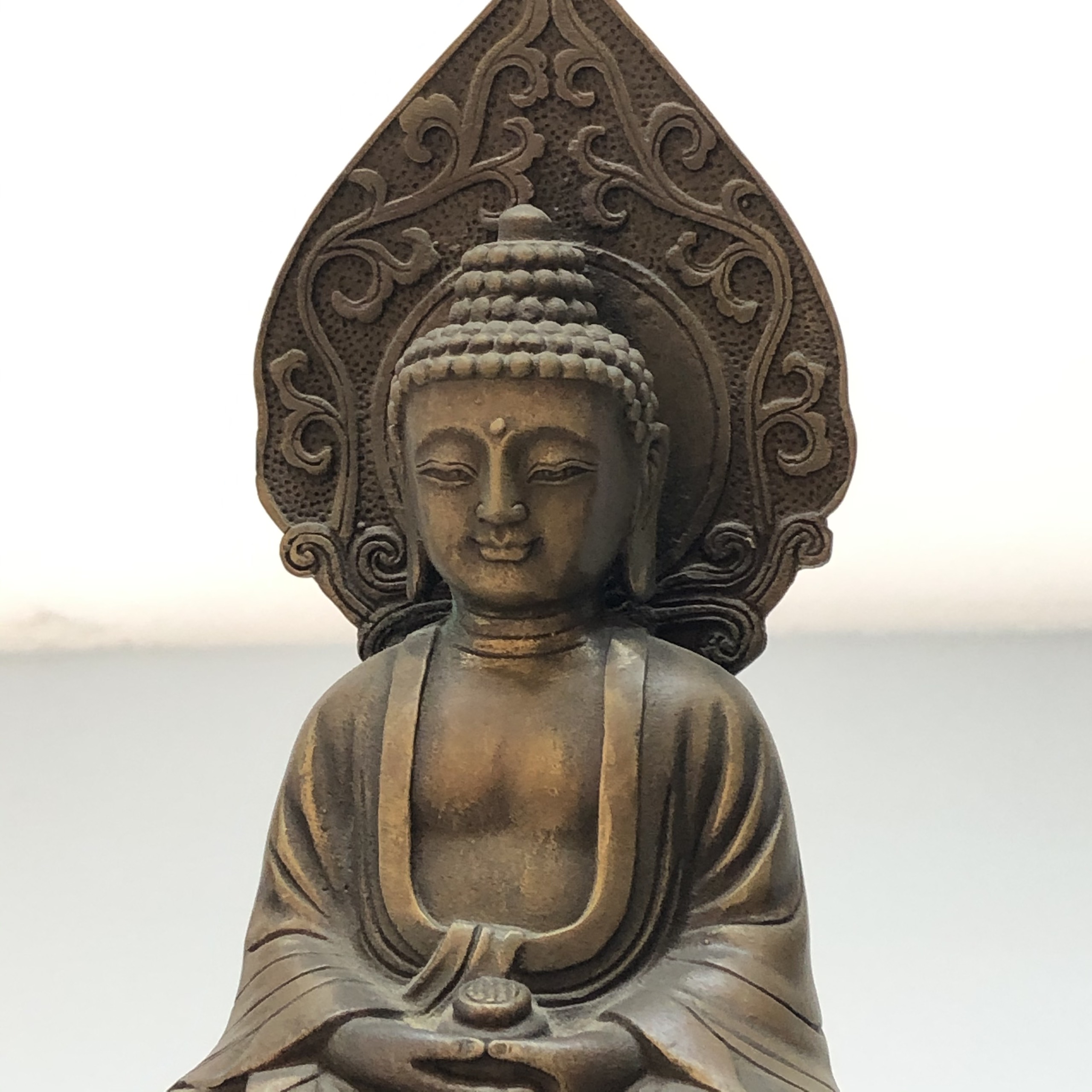 Tượng TÂY PHƯƠNG TAM THÁNH BẰNG ĐỒNG HUN CỔ cao 18cm TM121105