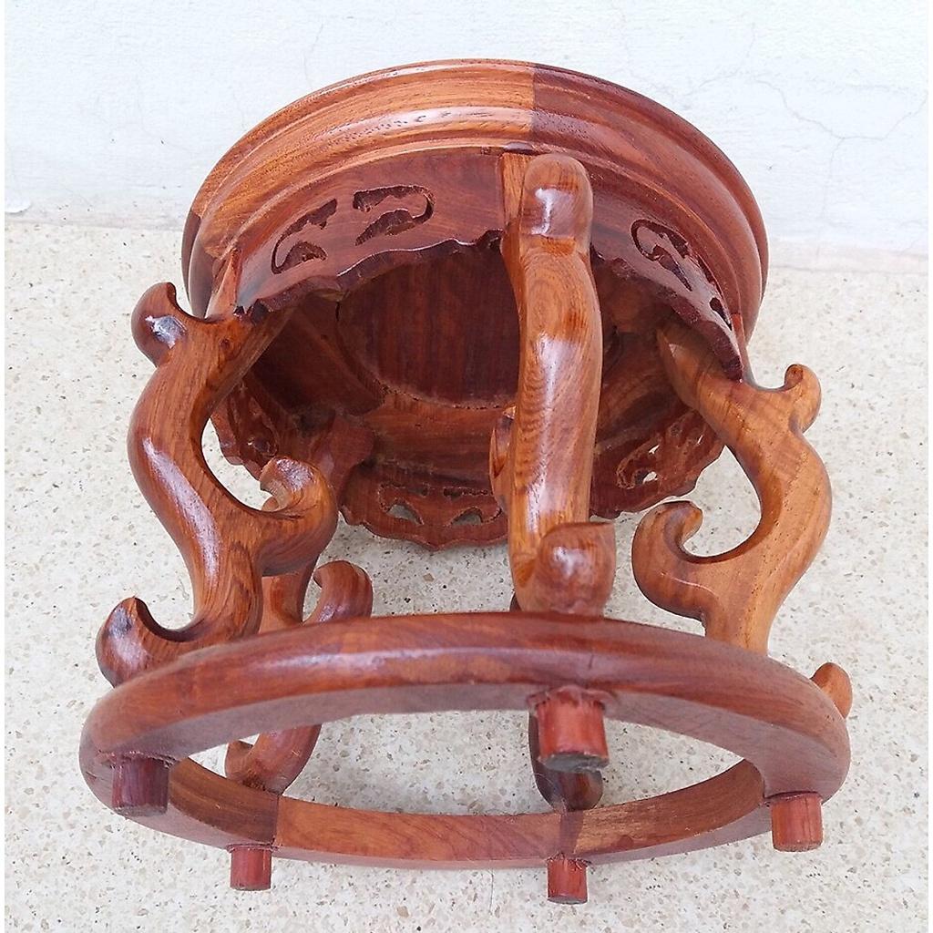 Đôn gỗ hương kê tượng - lục bình -mặt 18cm