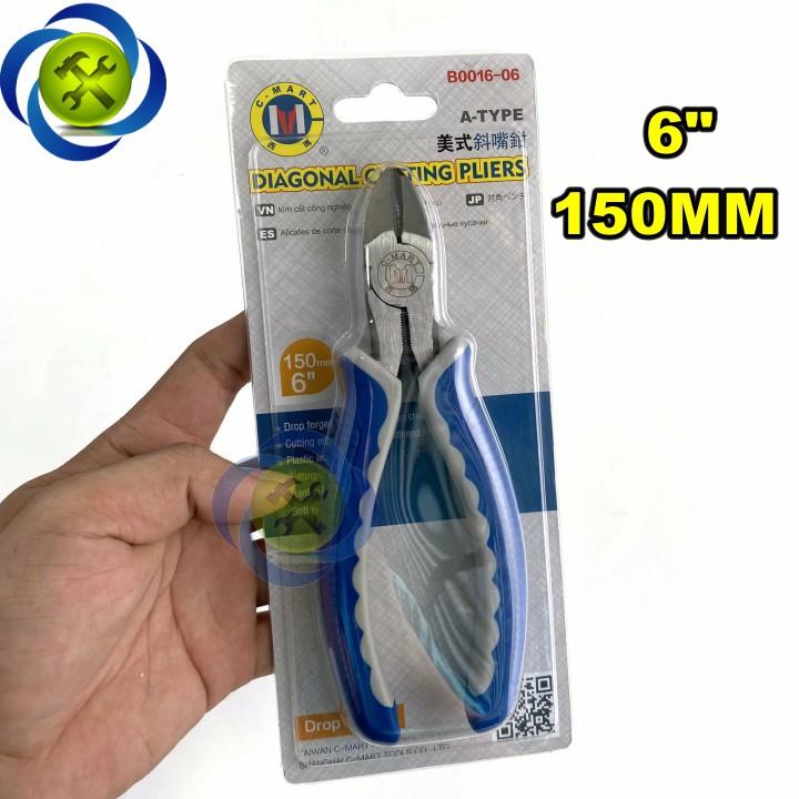 Kìm cắt cán xanh trắng C-Mart B0016-6 150mm 6inch