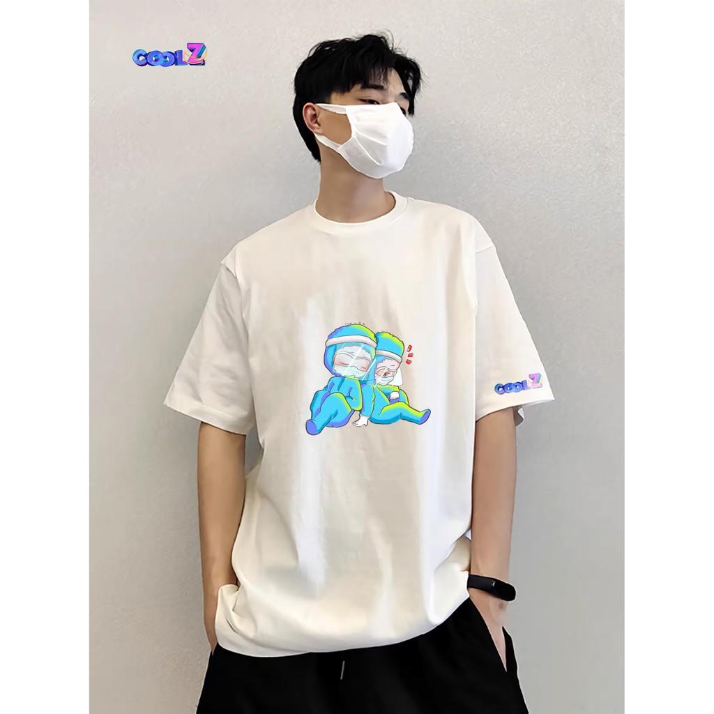Áo thun tay lỡ.Chống dịch Chibi. CoolZ phông Unisex nam nữ Cotton oversize form rộng CZ252