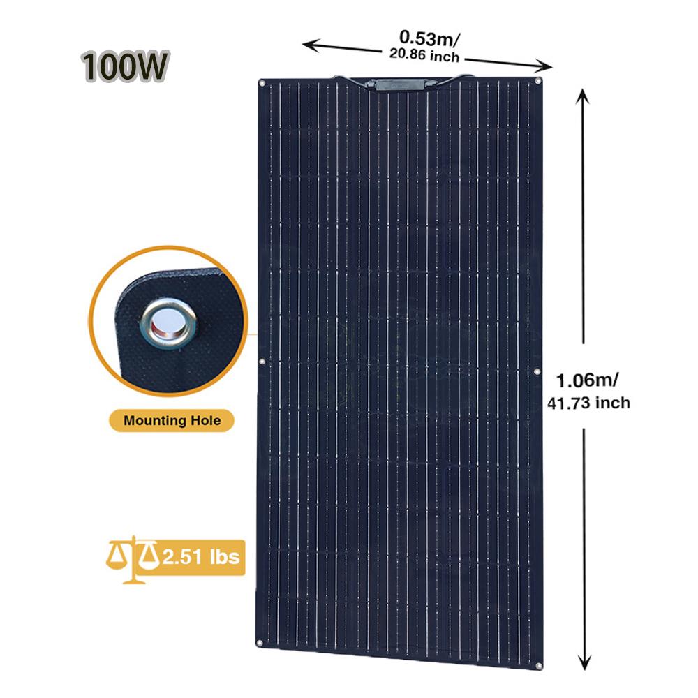 Bảng điều khiển năng lượng mặt trời linh hoạt 12V 50W 100W 120W Đơn tinh thể 18 Volt Bảng điều khiển PV Bộ sạc năng lượng mặt trời cho pin axit chì trong nhà Màu sắc: 16V 50W