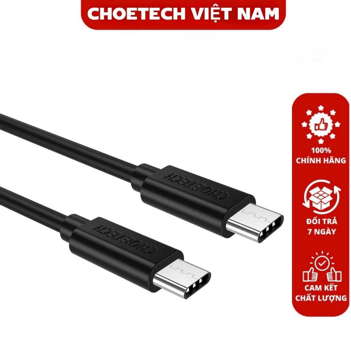 Cáp sạc nhanh Type C to Type C 3A Choetech CC000 Series (Hàng chính hãng)