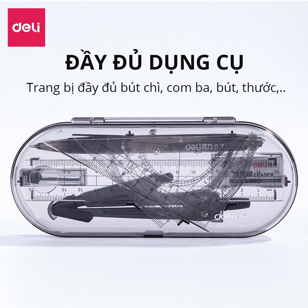 Set 8 Món Bộ Thước Kẻ Compa Eke Thước Đo Độ Tẩy Bút Chì Chuyên Dụng Cụ Học Tập Cho Học Sinh Deli - Đồ Dung Học Tập - 9591