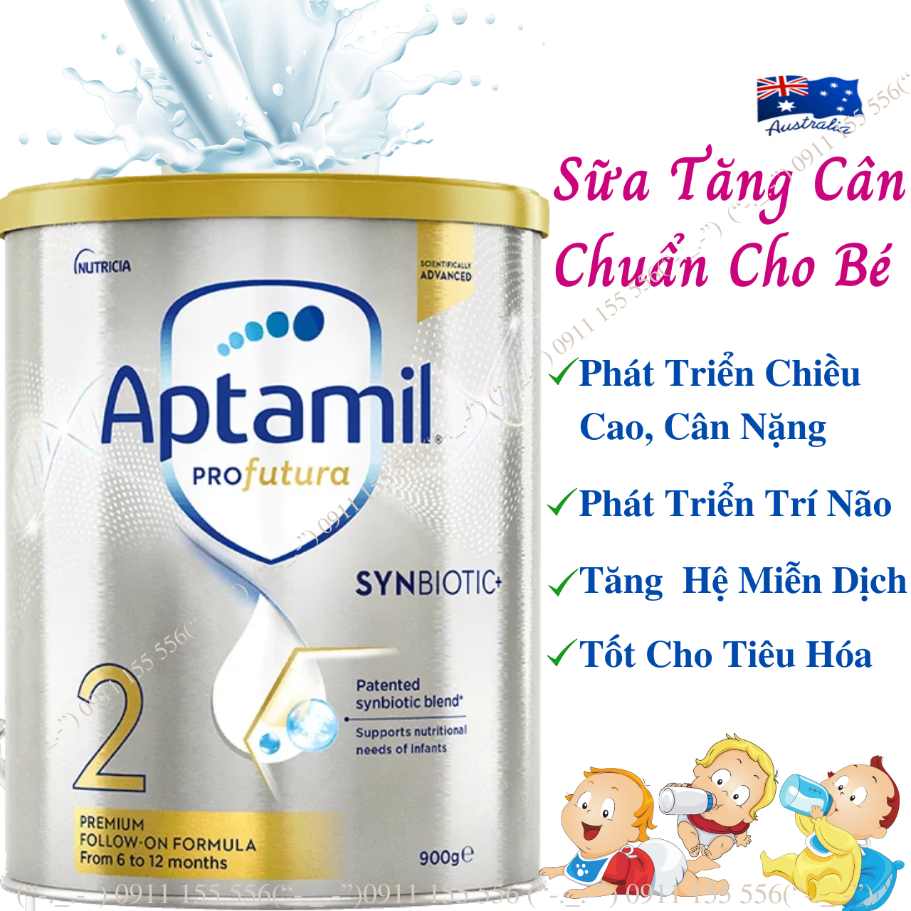 Sữa tăng cân, tăng chiều cao cho bé Aptamil Profutura Synbiotic+ Úc (900g/lon) Phát triển toàn diện thể chất và trí não - OZ Slim Store