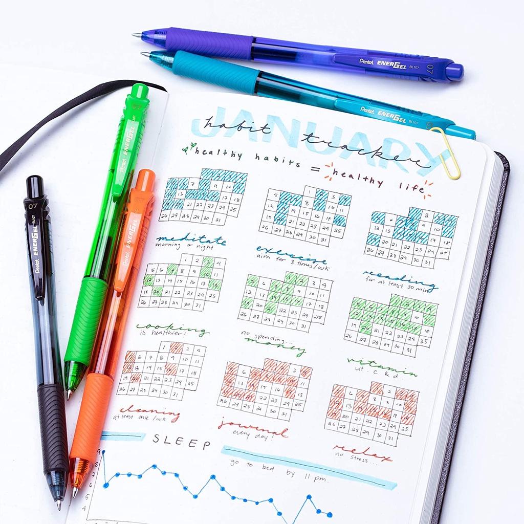 Bút Bi Nước Nhật Bản Mực Gel Pentel Energel BL107 | Trơn Mượt Siêu Nhanh Khô Ngòi 0.7mm
