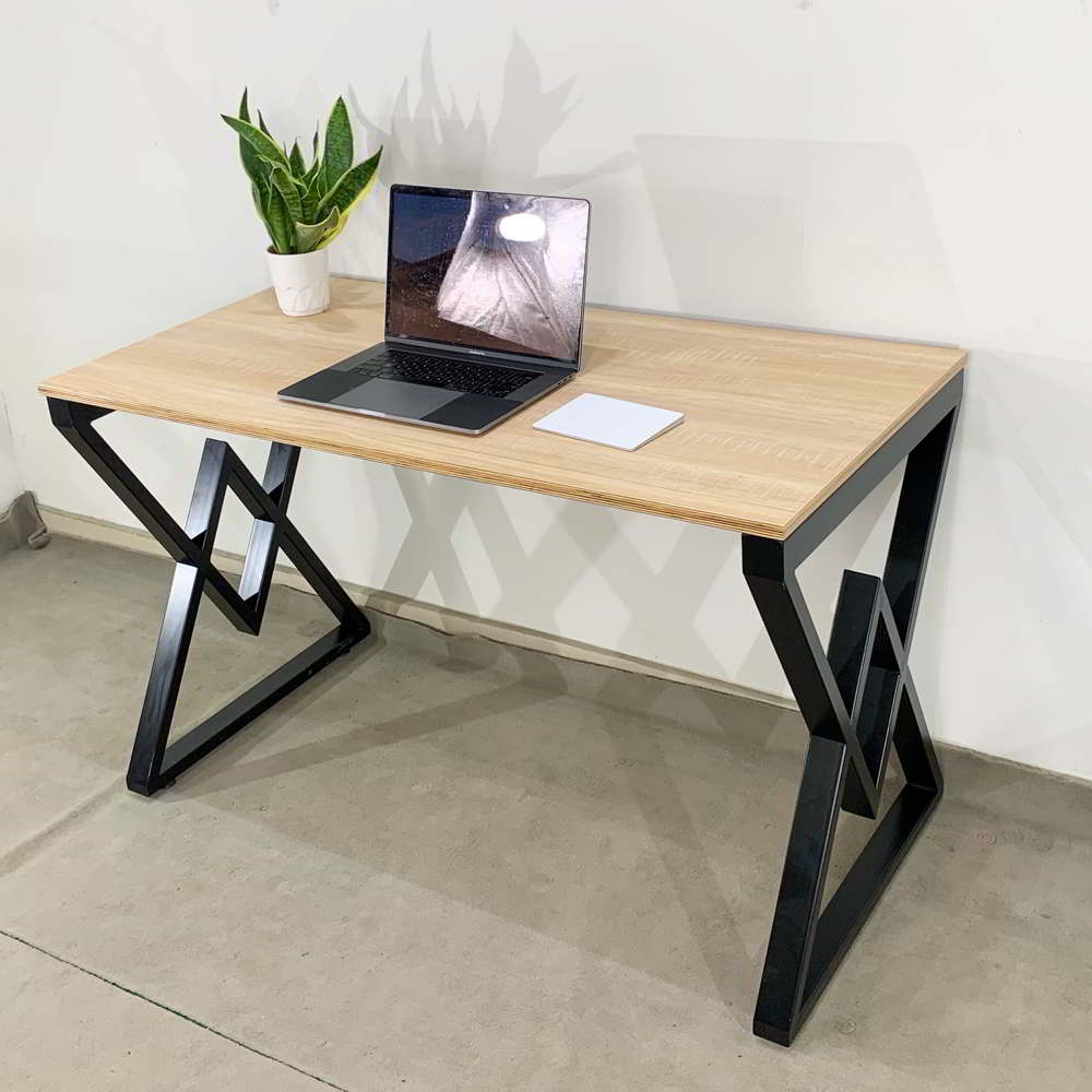 Bàn làm việc Homeoffice gỗ Plywood chân sắt hệ Diamond lắp ráp (120x60x75cm)