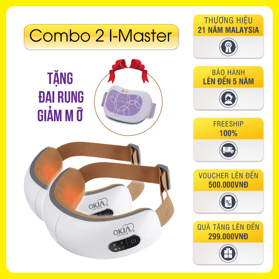 Combo 2 Máy Mát Xa Mắt OKIA I-Master, Tăng Lưu Thông Máu, Thư Giãn chính hãng MALAYSIA