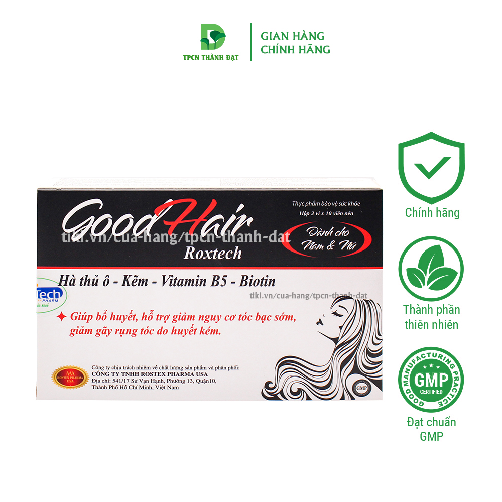 Viên uống kích thích mọc tóc nhanh Good Hair giúp giảm rụng tóc, đen tóc - Hộp 30 viên