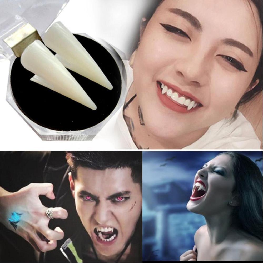 Set 2 Răng Nanh Giả Hóa Trang Ma Cà Rồng Dracula Vampire Halloween