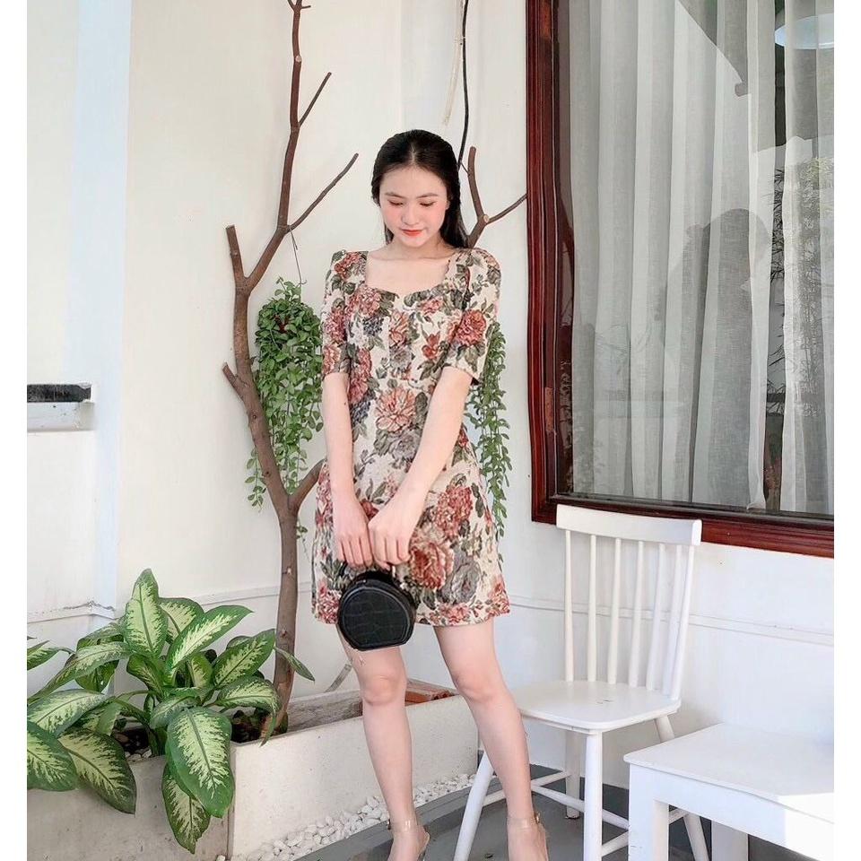 Đầm Gấm Hoa Màu Sắc Nhẹ Nhàng