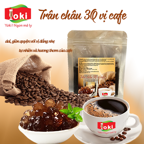 Trân châu 3Q vị cafe Yoki dai, giòn, quyện với vị đắng nhe thơm nồng nàn của cafe