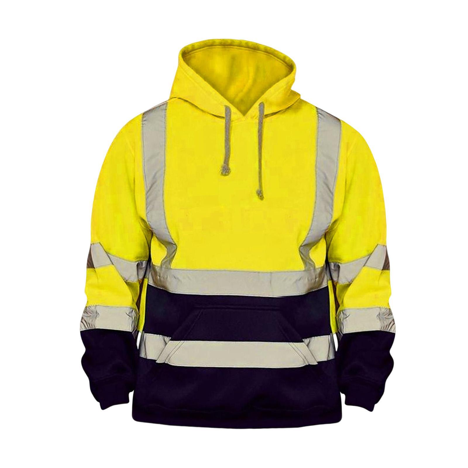 High Visibility Work Jacket Coat Mens Hoodie Sweatshirt for Roadside