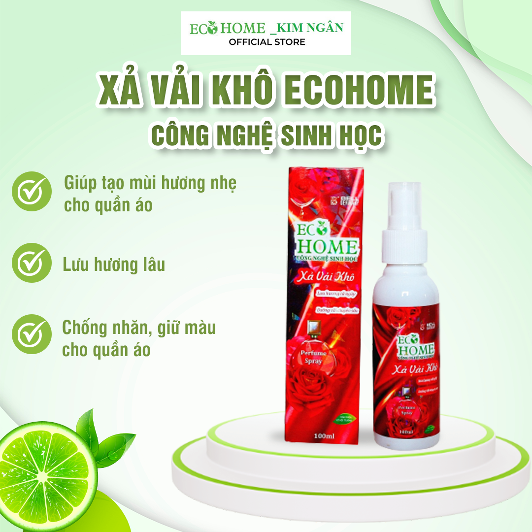 Xả Vải Khô Dạng Xịt Công Nghệ Sinh Học ECOHOME 100ml Hương Nước Hoa Vỏ Đỏ Làm Mềm Vải Khử Mùi Mồ Hôi, Lưu Hương Cả Ngày