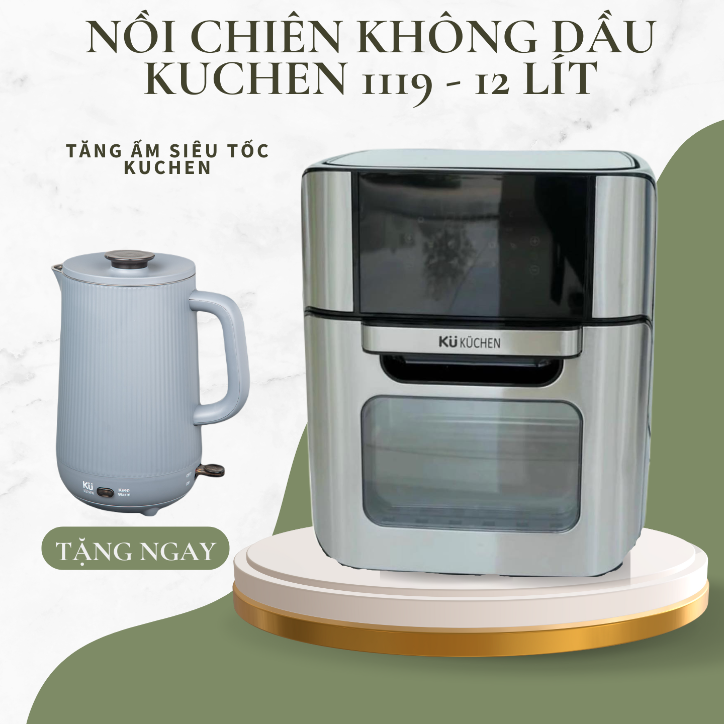 NỒI CHIÊN KHÔNG DẦU KUCHEN- KU PCB 1128 - 12 Lít -  Hàng Chính Hãng