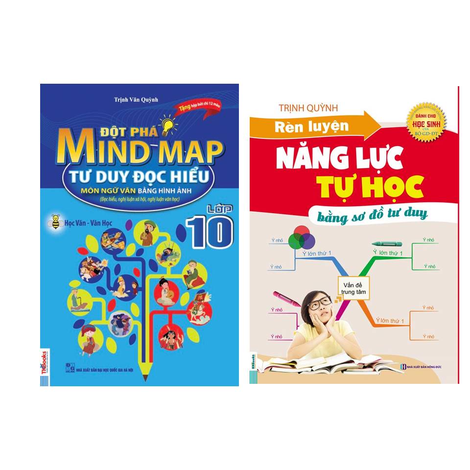 Combo 2 Để học tốt ngữ văn lớp 10: Đột Phá Mindmap - Tư Duy Đọc Hiểu Môn Ngữ Văn Bằng Hình Ảnh Lớp 10 + Rèn luyện năng lực tự học